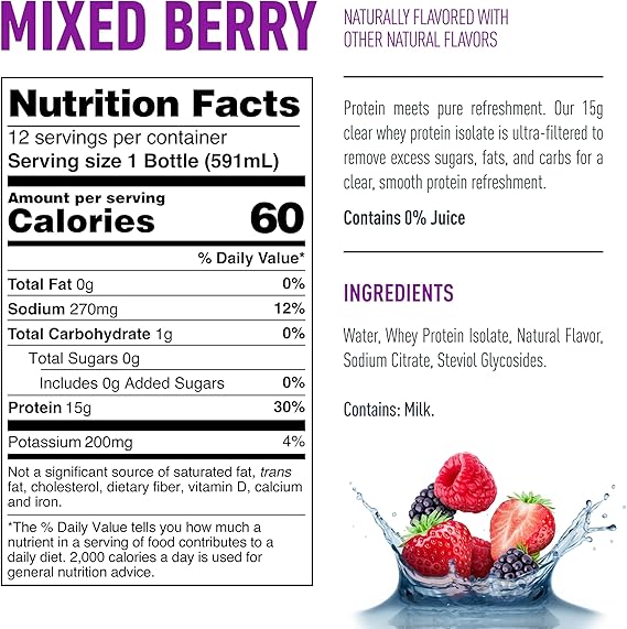 Isopure Clear Protein Water with Electrolytes, 15g Whey... 2