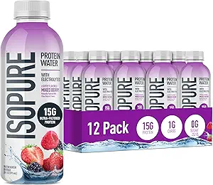 Isopure Clear Protein Water with Electrolytes, 15g Whey...