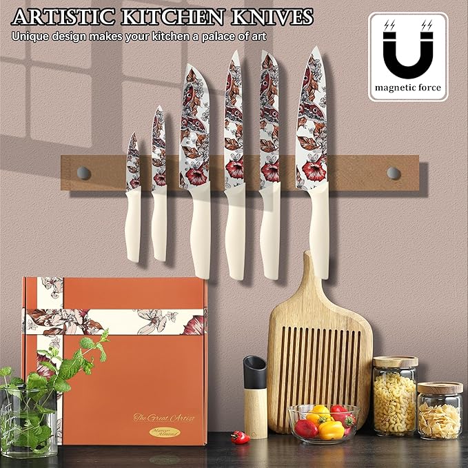 Marco Almond Knife Set Artistic Designed Pattern Kitchen... 2
