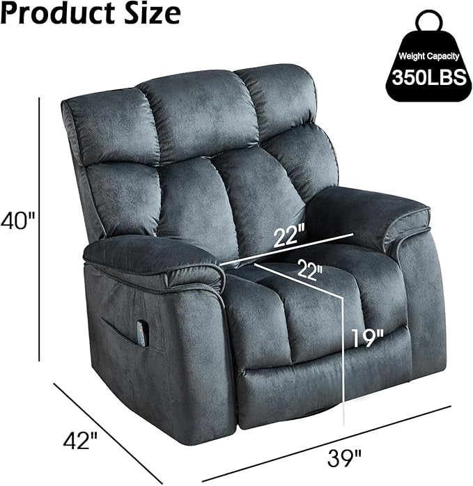 INZOY Oversized Rocker Recliner with Heat and Vibration,... 2