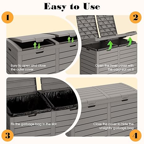 Waterproof Outdoor Trash Can with Lid, Plastic Outdoor... 2